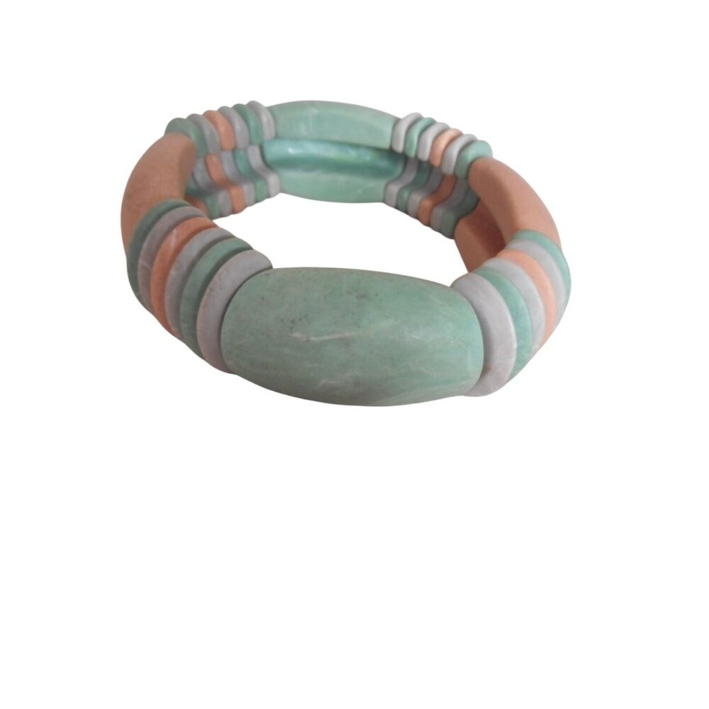 Vintage 1980s Stretch Bracelet Costume Estate Jewelry Southwest colors - Picture 3 of 4